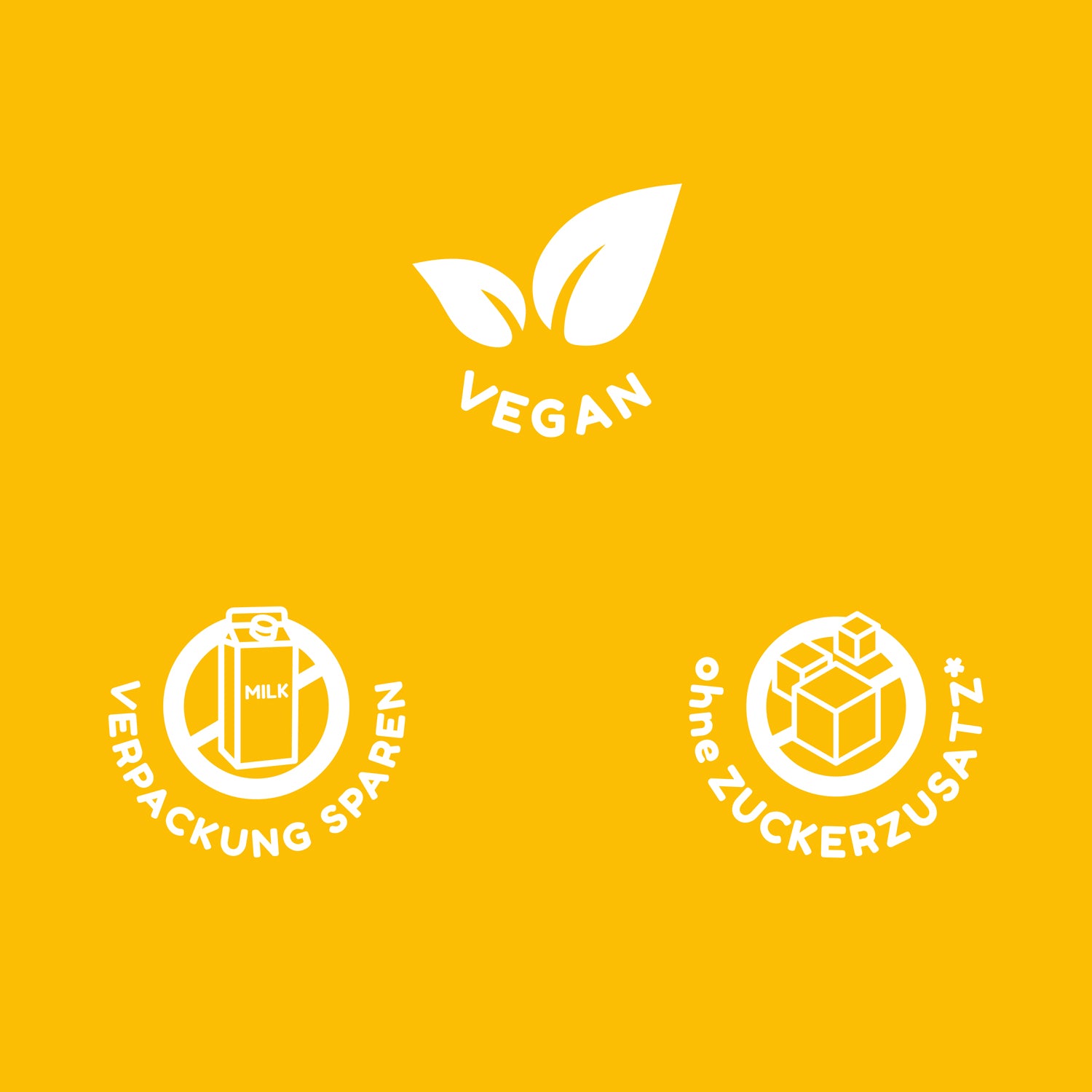 Drinkmich Icons für Hinweise zu den Produktem vegan verpackungssparend ohne zuckerzusatz